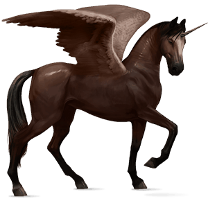 winged riding unicorn french trotter dark bay