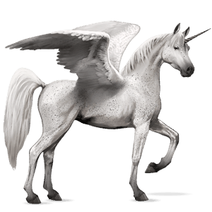 winged riding unicorn dapple grey