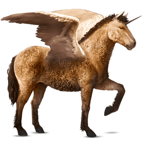 winged riding unicorn curly dun