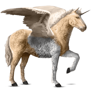 winged riding unicorn curly palomino tobiano