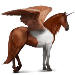 winged riding unicorn chestnut tobiano