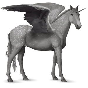 winged riding unicorn dapple grey