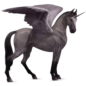 winged riding unicorn brumby dapple grey