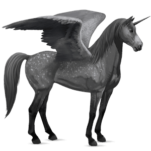 winged riding unicorn mustang dapple grey