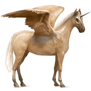 winged riding unicorn cremello
