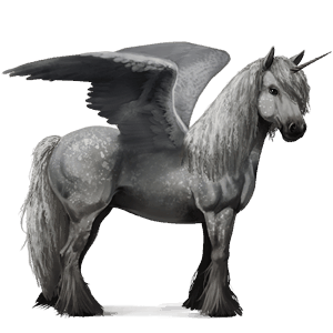 winged riding unicorn dapple grey