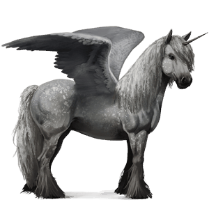 winged riding unicorn quarter horse dapple grey