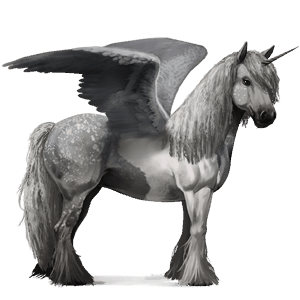 winged riding unicorn dapple grey tobiano