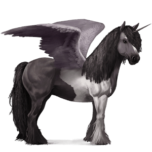 winged draught unicorn drum horse mouse grey tobiano