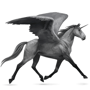 winged riding unicorn french trotter dapple grey