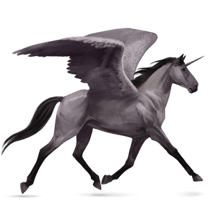 winged riding unicorn dapple grey