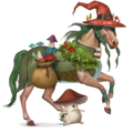 riding pegasus mushroom witch